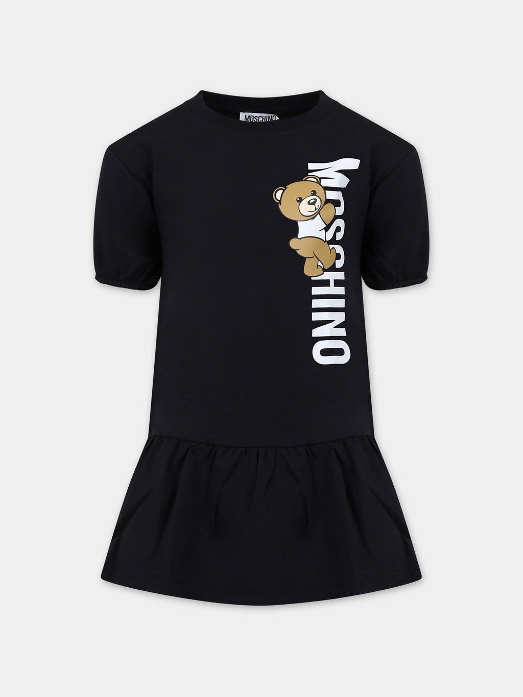 Black dress for girl with Teddy Bear and logo